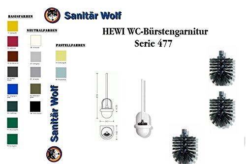 Preisvergleich Produktbild Hewi WC-Bürstengarnitur Serie 477 weiss + 3 Stück Bürstenköpfe