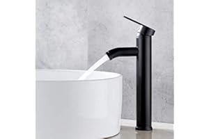 ERMA Grifo de baño, grifo de lavabo negro, grifo de baño, resistente al desgaste, adecuado para un diámetro interior de 32 mm a 42 mm