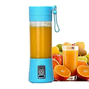 PANKTI 4 Blades Portable Rechargeable USB Juicer Bottle Blender with Charging Cable (380 ml, Multicolour)