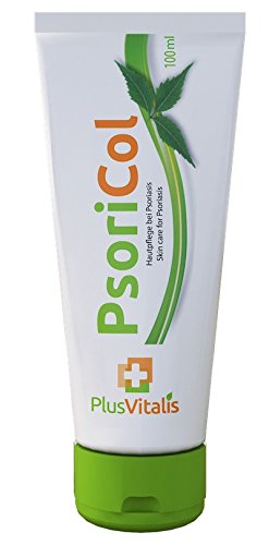 Pflege bei Schuppenflechte (Psoriasis) und trockener, juckender und schuppiger Haut - PsoriCol Salbe 100ml (~90g) - Creme mit wertvollen Pflanzenextrakten (Curcuma, Wrigthia Tinctoria, Rubia Cordifolia) und natürlichen Ölen (Kokosnuss, Shea Butter, Neem).