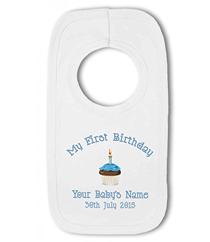 My First Birthday Personalised Name and Date for boy cute - Baby Bib