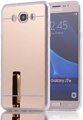 DBIT Galaxy J710 Case - Slim Soft Gel TPU Bumper Mirror Cover - Bright Reflection Radiant Back Cover - Mirror Backplate Shell for Samsung Galaxy J7 (2016) J710 - Gold