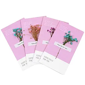 HEALLILY Birthday Greeting Cards Christmas Creative Festive Blessing Cards Dried Flower Gypsophila Thanksgiving Postcards with Envelope- 4pcs
