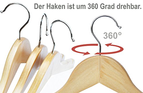 Kleiderbügel aus Holz ohne Hosensteg – 10 Stück – 2 Sets – mit Einkerbung - 4
