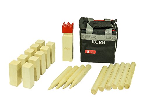 Ubergames Europe Top Profi Kubb Spiel - India Hartholz - Original Wurfspiel für draußen