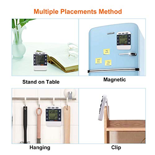 CEEBON Digital-Timer bis 100 Stunden, 3-in-1-Funktion mit Timer, Stoppuhr und Uhrzeit, großes LCD-Display, lauter Alarm und Magnethalterung - 5