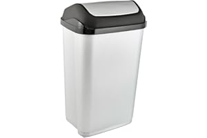 keeeper Poubelle avec Couvercle Basculant, 50 L, Swantje, Argent