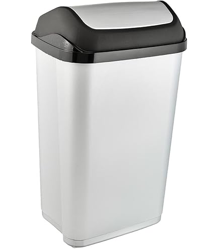 SUSTANIA Set Di 2 Pattumiere 50L Argento/Nero Con Coperchio Scorrevole – 25L Cad. Per Raccolta Differenziata, Made In EU