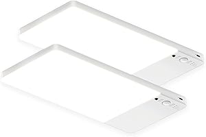 FULEN Lot de 2 plafonniers rechargeables avec détecteur de mouvement - Lampe d'armoire LED de 12 000 mAh - Lampe de douche pour salle de bain, cave, garage, télécommande