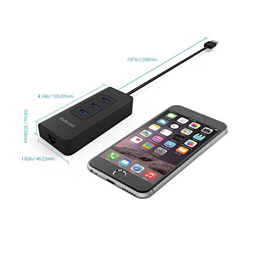 dodocool 3-Port USB 3.0 Hub mit RJ45-Gigabit-Ethernet-Adapter Freier Treiberunterstützung 10/100/1000 Mbps-Ethernet-Schwarz - 3