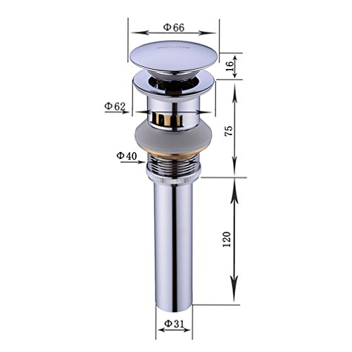 BONADE® Chrom Universal Ablaufventil Ablaufgarnitur mit Überlauf POP UP Ventil für Waschtisch oder Waschbecken - 2