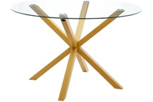 IBERA HOME Mesa Redonda Aurora de Cristal Templado 120cm – Elegancia Contemporánea para Comedor o Cocina (Cambria)