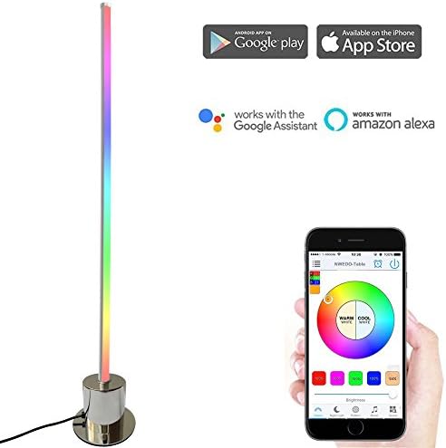 NWEDO Smart WiFi LED Table Lamp,Stepless Dimming LED Desk Lamps,Works with Amazon Alexa,Controlled by a Smartphone,12W Minimalist Decorative Multicolored Lights (Straight style-27.15in)