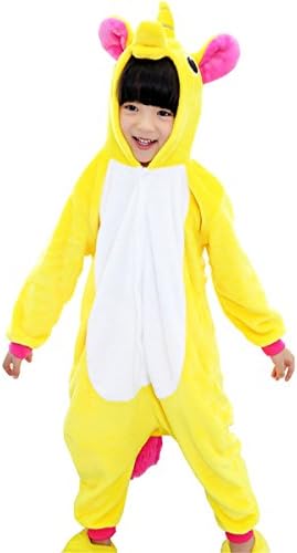 Triseaman Kids Sleepsuit Unicorn Pajamas Halloween Cosplay Costume Onesie 10 colors available Yellow Pegasus XL