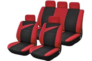 Peraline 1702 Housses Bolt Siège Auto Universelles, Noir/Rouge