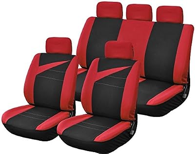 Peraline 1702 Housses Bolt Siège Auto Universelles, Noir/Rouge