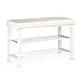 Produktbild Relaxdays Schuhbank HxBxT 49x81x32 cm offene Schuhregal zum Sitzen mit Polsterung aus Kunstleder Sitzbank zur Schuhaufbewahrung für Ablage von 6-8 Paar Schuhe auf 2 Etagen als Schuhschrank, weiß