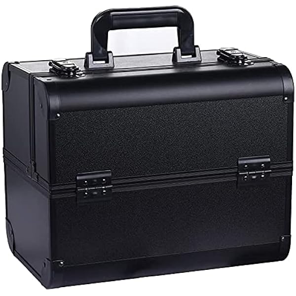 FAHKNS Kosmetik-Organizer Trolley Mit LED-Licht & Bluetooth - Aluminium Make-up Station, Höhenverstellbar