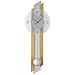 Produktbild AMS Wanduhr Pendeluhr modern Wohnzimmer, Quarz Pendelwanduhr mit Metallpendel - Rückwand aus Holz Buche massiv