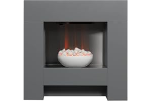Adam Cubist Electric Fireplace Suite in Grey, 36 Inch