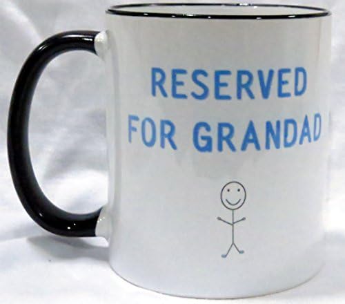 Reserved For Grandad Mug - Black handle and rim - Perfect for Father's Day, Birthday, Christmas or a Gift.