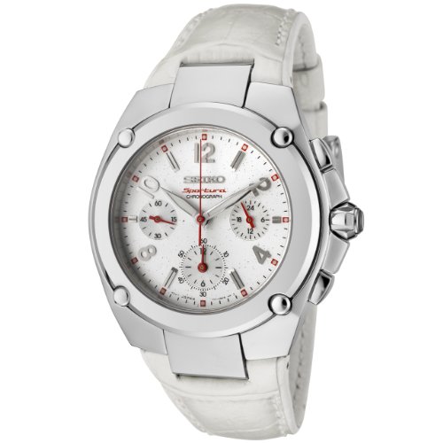 Seiko Women's SRW891 White Leather Quartz Watch with White Dial