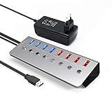 Verwandeln Sie sich in mehr: Der USB 3.0 Hub bietet Ihrem Laptop 8 USB-Anschlüsse: 4 Datenübertragungsanschlüsse und 4 Schnellladeanschlüsse. Ermöglicht den gleichzeitigen Aufbau einer größeren Verbindung mit Ihrem Laptop, z. B. USB-Flash-Laufwerke, Kartenleser, Gamecontroller, Kamera, Telefon, Maus, Tastatur usw.