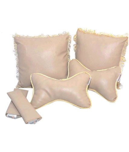 Car Comfort Kit - 2 x Pillow Set, Polyester Fill, Car Pillow, Standard Size, Beige