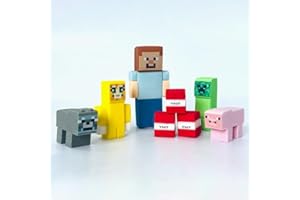 SUGART Edible Birthday Cake Toppers Set - Kids Handmade Icing Fondant Video Game Characters Figures - Party Gifts Cupcake Decoration Supplies Comes with an Logo - 8 Pcs