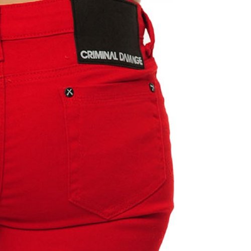 Unisex CRIMINAL DAMAGE Red Skinny Jeans 36