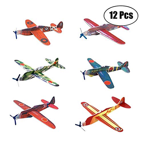 MAKFORT 12 x Planeur Enfant Avion Planeurs Polystyrene Cadeau Fête 19cm