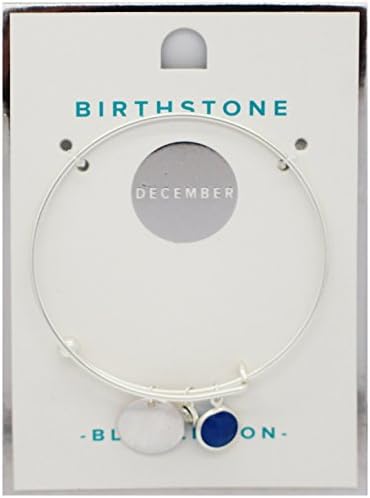 Birthstone Bracelet Bangle Pendant Crystal Gold Silver Plated Jewellery for Women (December)