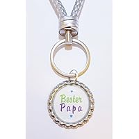 Schlüsselanhänger Lederband mit Kronkorken – bester Papa – Valentinstag/Vatertag/Hochzeit - Handmade