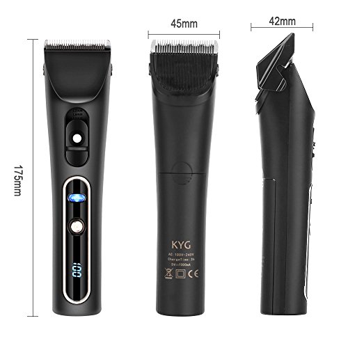KYG Profi LCD Power Anzeige Haarschneider mit beide 2000mAh Akku und ein Koffer Haarschneidemaschine Set Schwarz - 2