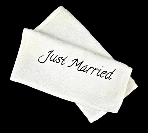 Hochzeits-Handtuch „Just Married“,- weiß, 30x50cm, Baumwolle, Geschenk, tolles Hochzeitsgeschenk für das Brautpaar / Hochzeitspaar - 4