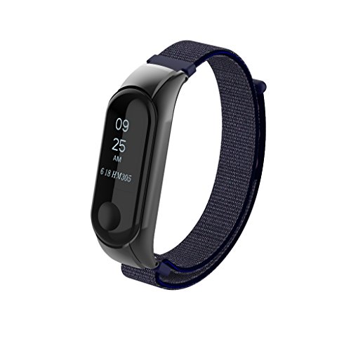 Beetest A Pulsera Xiaomi Mi Band 3 Correa de Reloj Elegante Reemplazo de Bandas para Mi Band 3-Lienzo de Bucle de Moda(Azul)