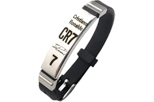 GAUEIOUR CR7 Bracelet en forme d'étoile de football personnalisable en acier inoxydable et silicone