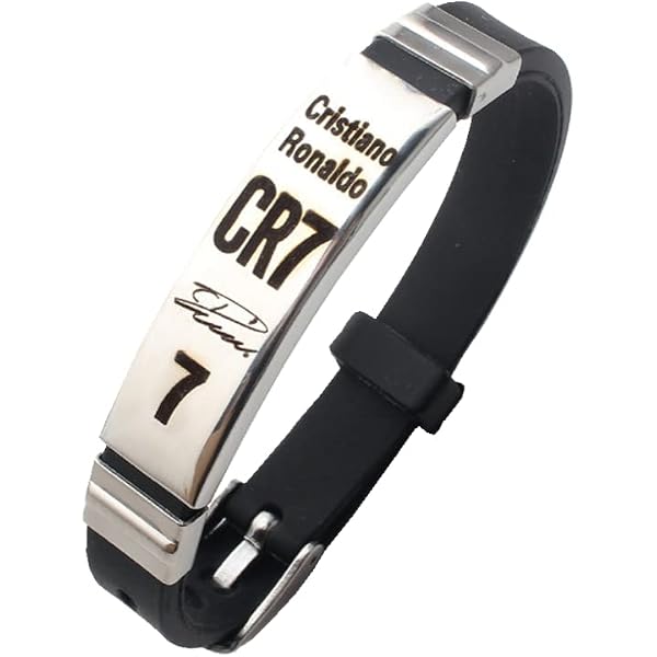 Bracelet + Chaîne CR7 Football – Acier Inoxydable Et Silicone – Pour Fans De Ronaldo, Enfants Et Ados