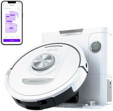 Shark PowerDetect Aspirapolvere Robot Autosvuotante, Mappatura 3D LiDAR, Antiallergeni, Antiodore, Evitamento Ostacoli NeverStuck, Tappeti, Pavimenti, Peli di Animali, Wi-Fi, App, Bianco, AV2820VEEUWH