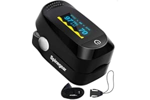 Spinegear Finger pulse Oximeter Blood Oxygen saturation Monitor | CE Certified UK Approved MHRA Registerd Spo2 | Black with Lanyard