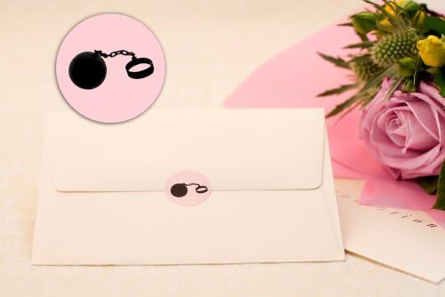 Festive Labels 210x “Ball And Chain”, PASTEL PINK Wedding Invitation Envelope Seals, Round Sticky Self-Adhesive Permanent Humorous Funny Comedy Stickers for Invites/Letters, 25MM Circular Pre-Printed Stationary