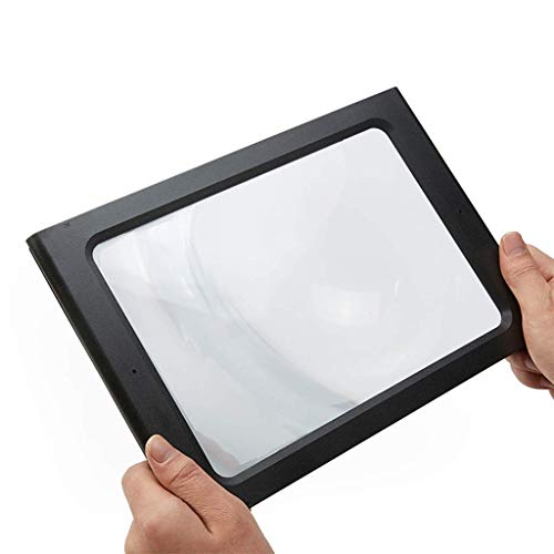 AOLI Lente d'ingrandimento rettangolare pieghevole da tavolo con 12 luci a LED 3X, lente di ingrandimento a pagina intera a mani libere per la lettura, 2 modalità di alimentazione Lente di ingrandime