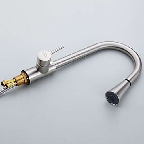 Auralum® Elegant Einhebel Spültisch Armatur Brause Einhandhebelmischer gebürstet Nickel mit Keramikkartusche - 3