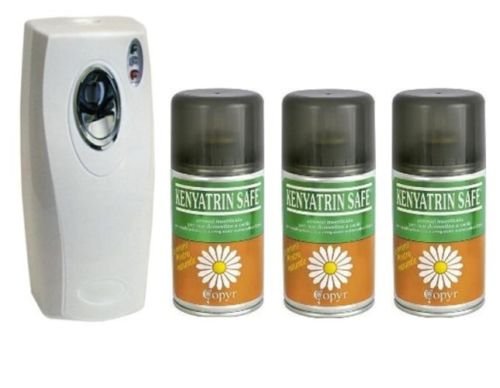 INSETTICIDA 3 PZ BOMBOLETTA KENIATRINS SAFE AL PIRETRO 250 ML PIU EROGATORE AUTOMATICO ZANZARE MOSCHE