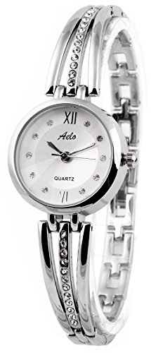 AELO Analogue Silver and White Dial Women
