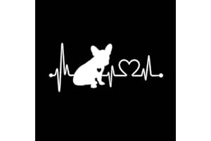 PORFEET Adesivo per Auto, Bulldog Francese Battito Cardiaco Paraurti per Auto Adesivo per Finestre Adesivo Decorativo Riflettente Bianca