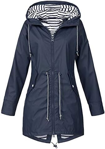 Proumy Hot!Women's Solid Rain Long Jacket Outdoor,Windproof Jackets Waterproof Hooded Raincoat