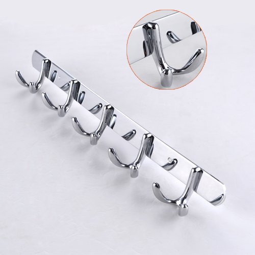 KES Hakenleiste Handtuchhalter mit 6 Säulen Haken Wandhalterung Massivem Metall Chrom poliert, A3061H6 - 2