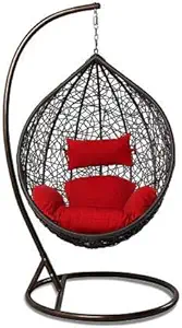 Urban Oak Single Seater |Swing Chair with Stand & Cushion & Hook Outdoor Indoor| Outdoor| Living Room | Balcony | Garden | Patio | Home Improvement