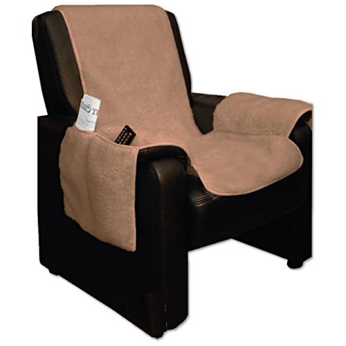 Sesselschoner 147x147cm Überwurf Lammflor Polsterschutz, Auswahl: Farbe – hellbraun – nougat - 2